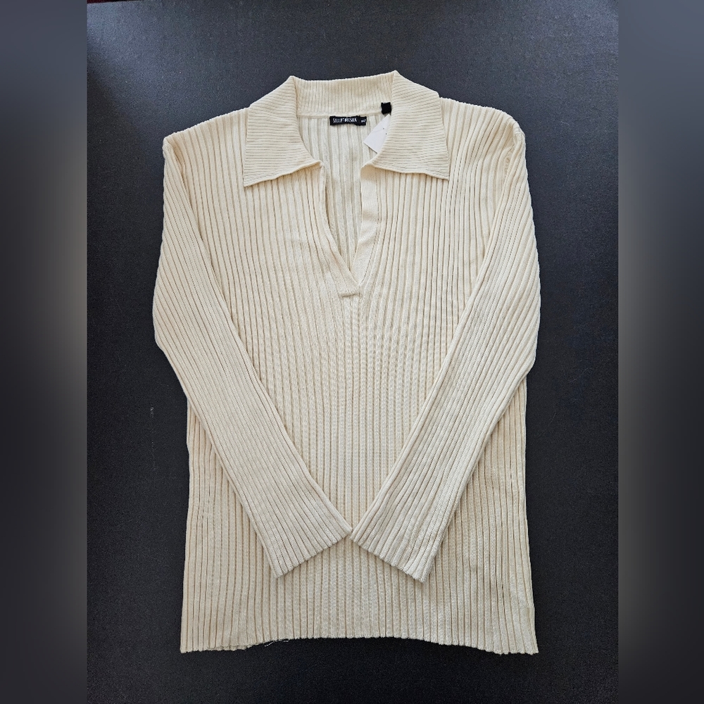"Sculpture Silk" Silk Blend Bouncy Off White Top NWT - Size XL